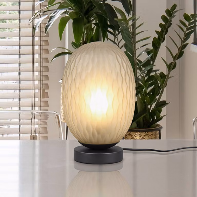 Trio Lighting Lampada da comodino Facette, Verde, Soggiorno / Sala da pranzo, Vetro, Moderno, Lampada da tavolo