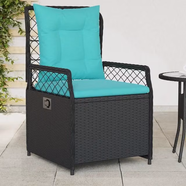Sedie da giardino reclinabili 2 pz in Polyrattan Nero 368669