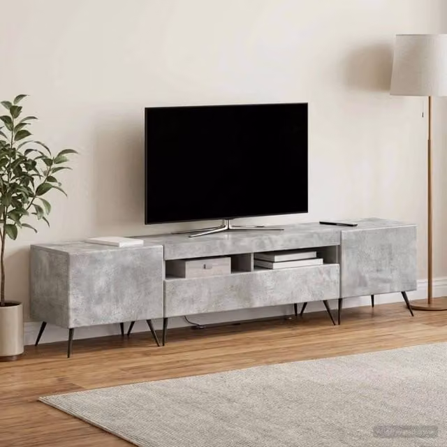 Mobile TV LED BREDA 3 pz Grigio Cemento Legno ingegnerizzato 3416922