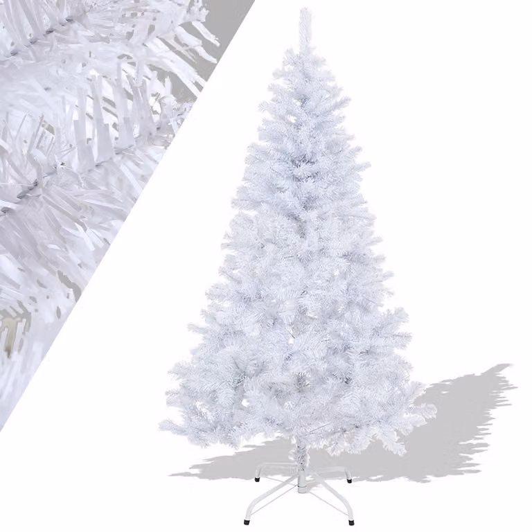 Albero di Natale artificiale Clanmacy 180 cm (Ø circa 106 cm) con 770 punte e sistema di ripiegamento a montaggio rapido, ignifugo, incluso supporto in metallo, bianco