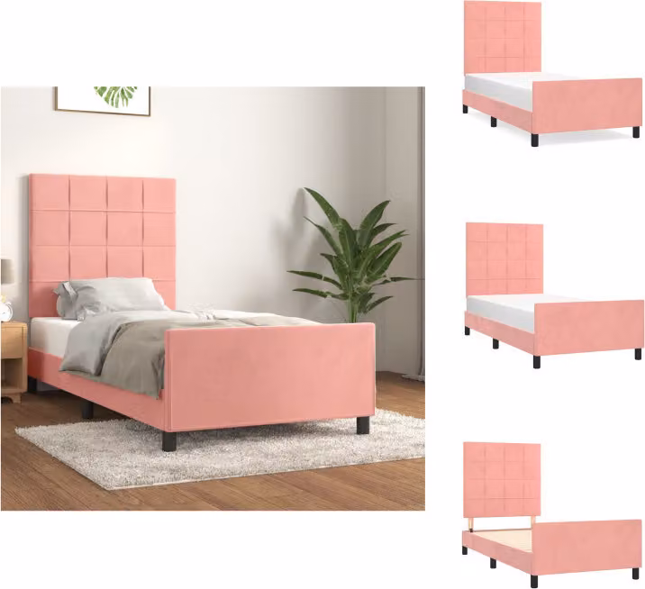vidaXL Letto con testiera in velluto rosa 80x200 cm - Letti & Reti