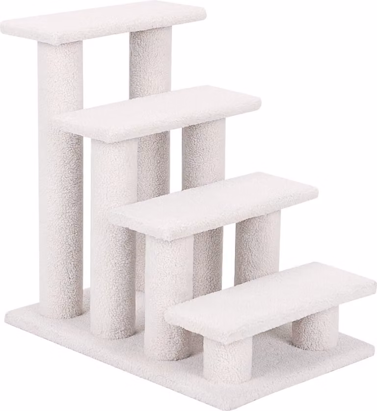COSTWAY scale per gatti 4 gradini, scale per cani e gatti fino a 25 kg, scale per animali piccoli, scale per cani, albero dei giochi, 61x41x60 cm bianco