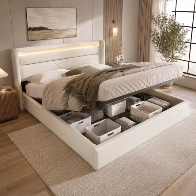 letto imbottito pu bianco 160x200 cm