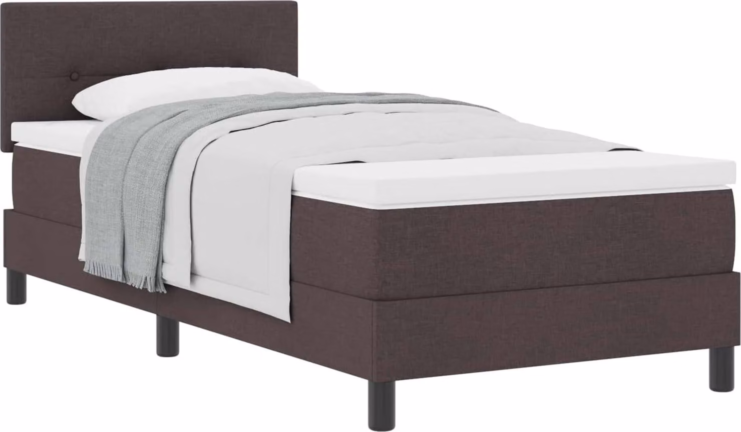 Letto a molle con cuscino Marrone Scuro 90 x 190 cm Tessuto