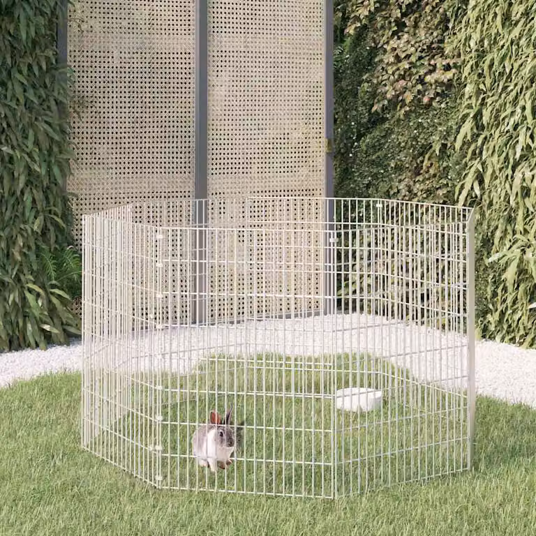 Recinto per Animali Ruspante vidaXL in Ferro Zincato, 8 Pannelli, L: 54 cm, H: 80 cm