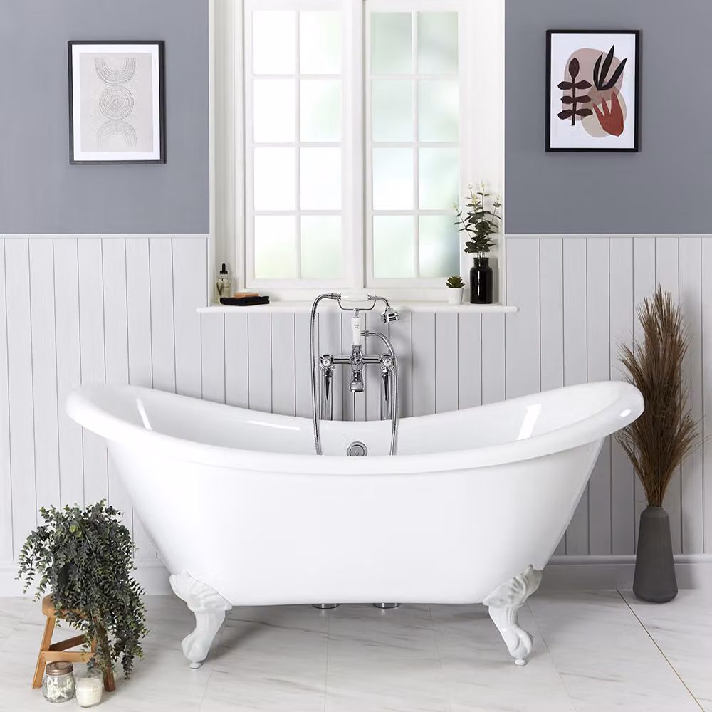 Vasca Centro Stanza Classica 1750x730mm - Piedini bianchi - Stile Tradizionale - Legend