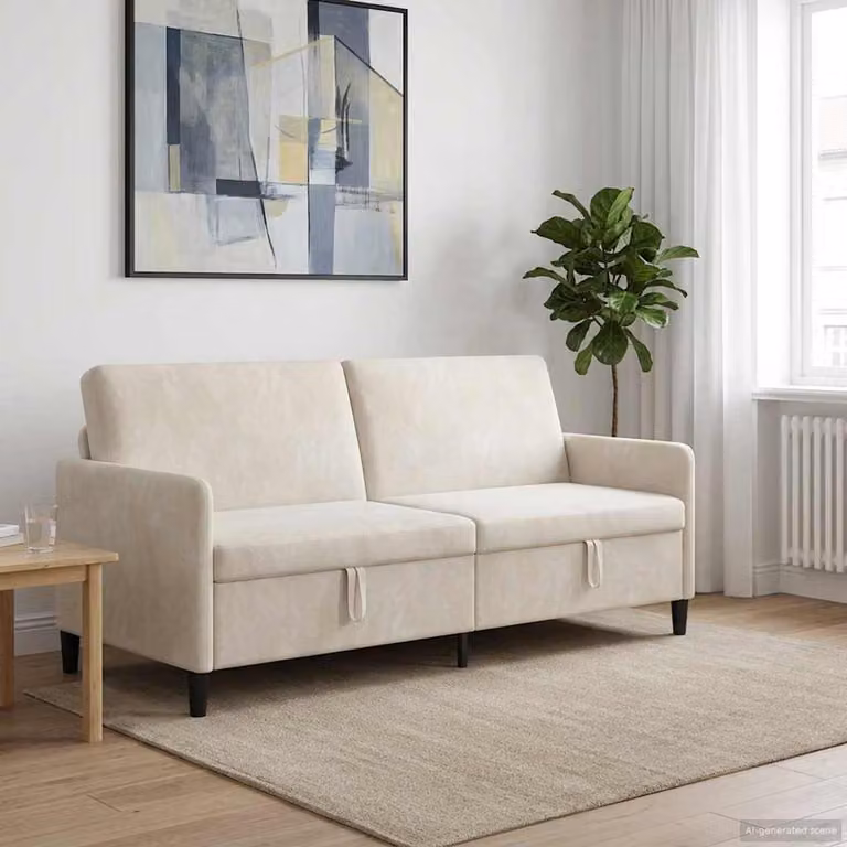 Divano moderno vidaXL con contenitore apribile in tessuto beige L: 192 cm, P: 78 cm, H: 87 cm