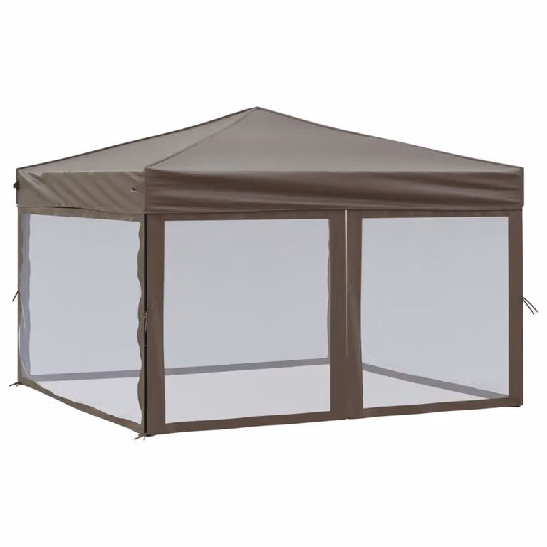 Tenda per Feste Pieghevole con Pareti Laterali Tortora 3x3 m