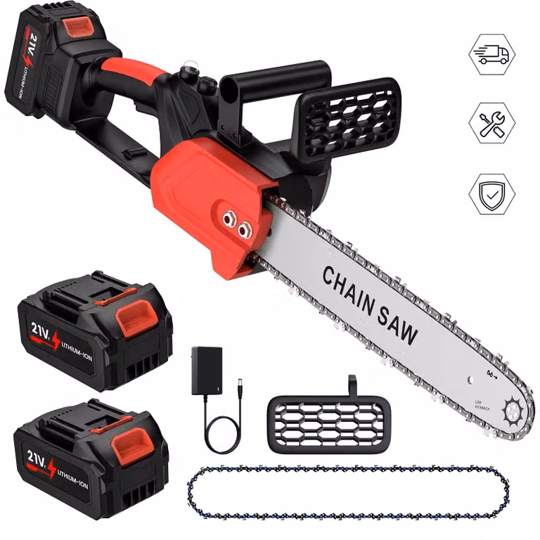 Troncatrice a batteria – senza spazzole – 3500 W – 21 V – Portatile – 2 batterie – Ideale per lavori del legno e potatura