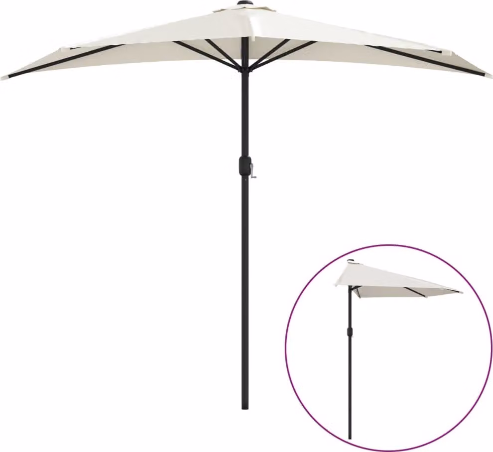 Ombrellone Balcone Palo in Alluminio Sabbia 270x144 cm a Metà