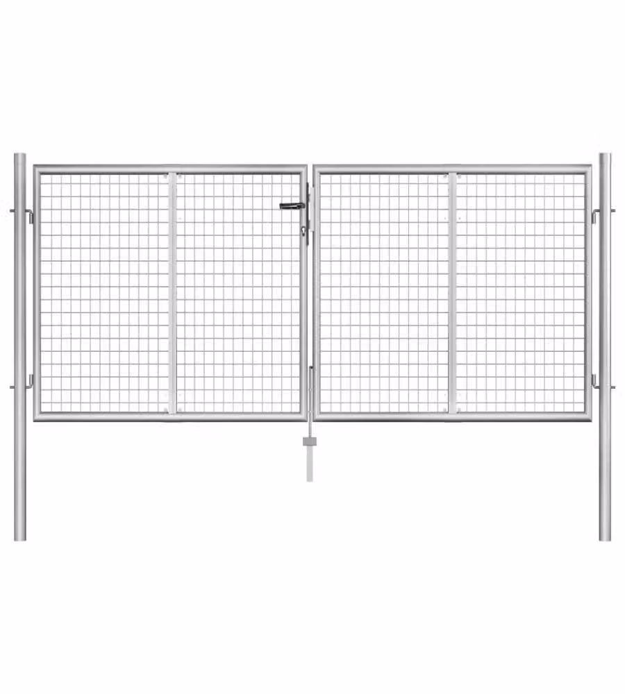 Cancello per Giardino in Acciaio Zincato 306x150 cm Argento