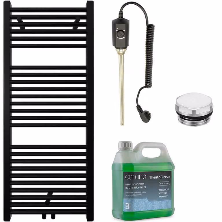 Set di radiatori elettrici da bagno Lincoln - 300W - nero opaco - 1200x500 mm