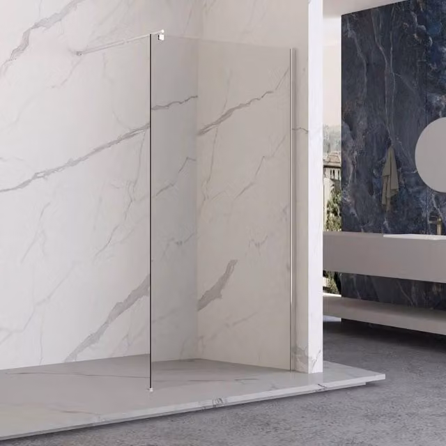 Walk-In Doccia Idrobric Imperia Rettangolare in Vetro Trasparente con Profilo Cromato L: 102 cm, H: 200 cm, Spessore: 6 mm