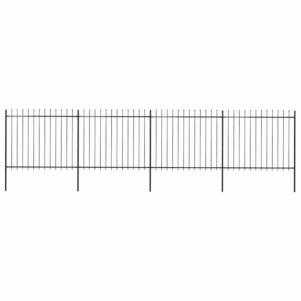 Recinzione da giardino vidaXL in acciaio con punta a lancia nera L: 671 cm, H: 150 cm