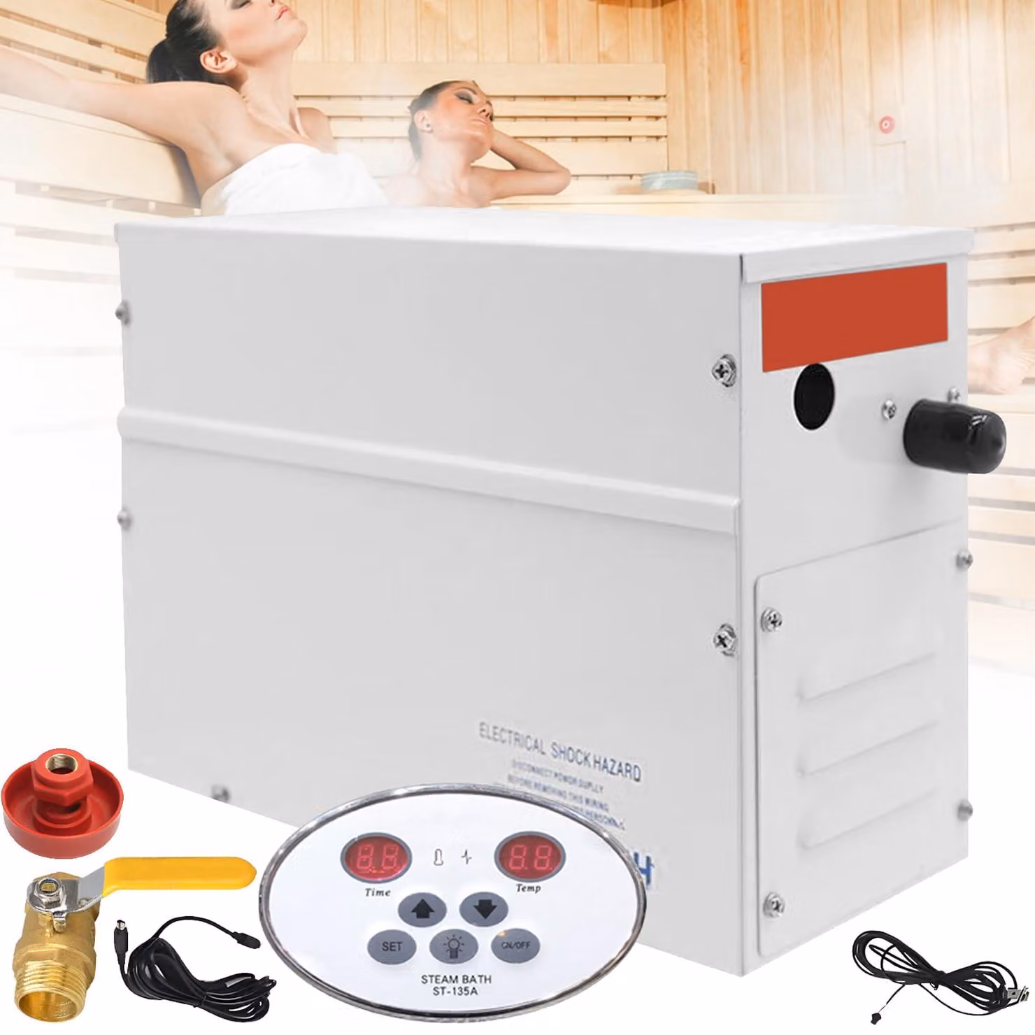 Generatore di vapore per sauna, 3 kW - 220 V - Tubo di riscaldamento in acciaio inossidabile - Adatto per bagno e spa