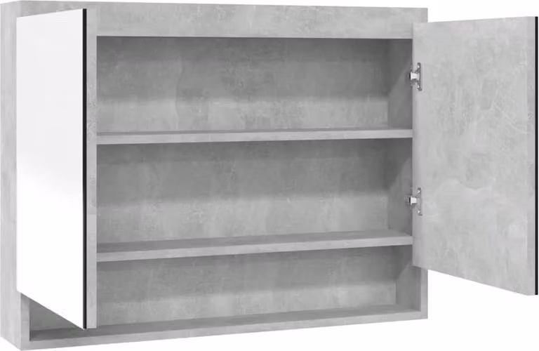 Armadietto Bagno con Specchio 80x15x60 cm in MDF Grigio Cemento