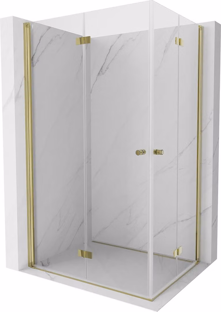 Mexen Mist-F Duo cabina doccia pieghevole sinistra 75 x 70 cm, trasparente, oro - 8A6-075L-070P-50-00