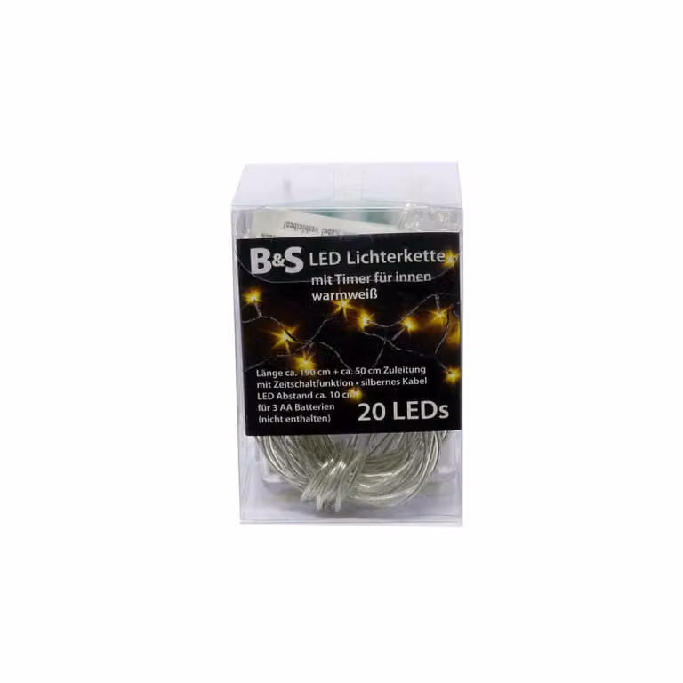 Stringa di 20 Star Micro LED a luce bianca calda con funzione timer per interni