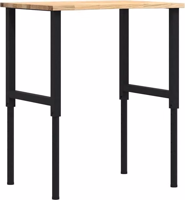 Banco da Lavoro in Legno Massello di Rovere e Metallo CFW6956213 Marrone e Nero L/P/H: 80 x 60 x (71,5-98) cm