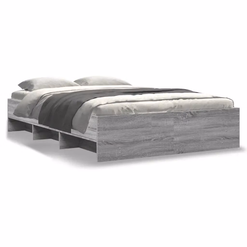 Giroletto vidaXL in legno multistrato grigio con doghe in legno, L 140 x P 190 cm – 2