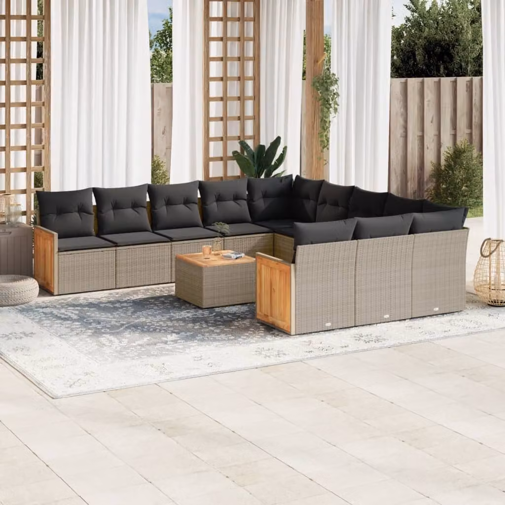 Maison Exclusive - Set Divani da Giardino 12 pz con Cuscini Grigio in Polyrattan