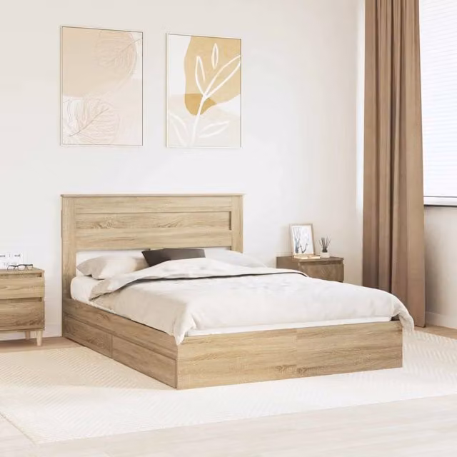 Letto con Contenitore con cassetto Rovere Sonoma 140 x 190 cm 3409909
