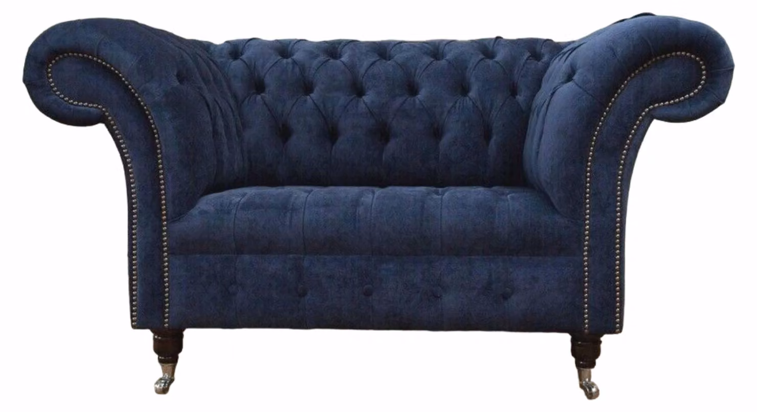 Chesterfield Sofa 1,5 Sitzer Designer Couchen Couch Stoff Polster Textil