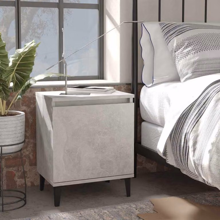 vidaXL Comodino in Stile Industriale Grigio con Gambe in Metallo, L 40 cm x P 30 cm x H 50 cm