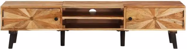 Mobile Porta TV vidaXL in Legno Massello di Acacia Marrone L: 145 cm, P: 35 cm, H: 35 cm
