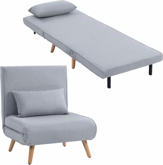 Poltrona letto 1 posto ¨C Zephmum ¨C Grigio con tessuto e cuscino