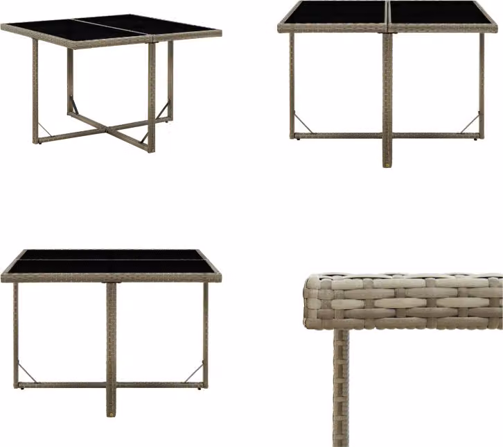 vidaXL Tavolo da giardino grigio 109x107x74 cm in poly rattan e vetro - Tavolo da giardino - Tavoli da giardino - Tavolo - Tavoli