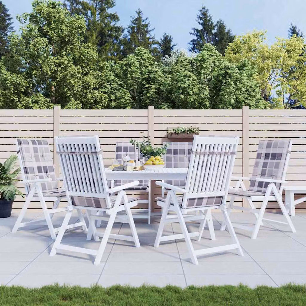 Set di 6 cuscini per sedie vidaXL in tessuto grigio multicolore, impermeabili e resistenti ai raggi UV, L: 120 cm, P: 50 cm, H: 3 cm