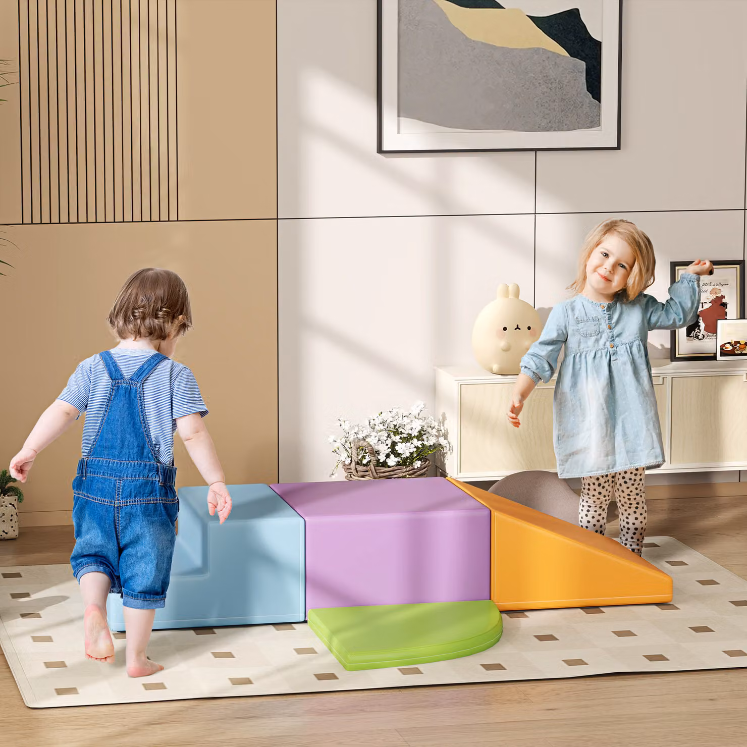 Set di 4 strutture morbide HOMCOM per bambini da 1 a 3 anni in schiuma e pelle PU multicolore – 2