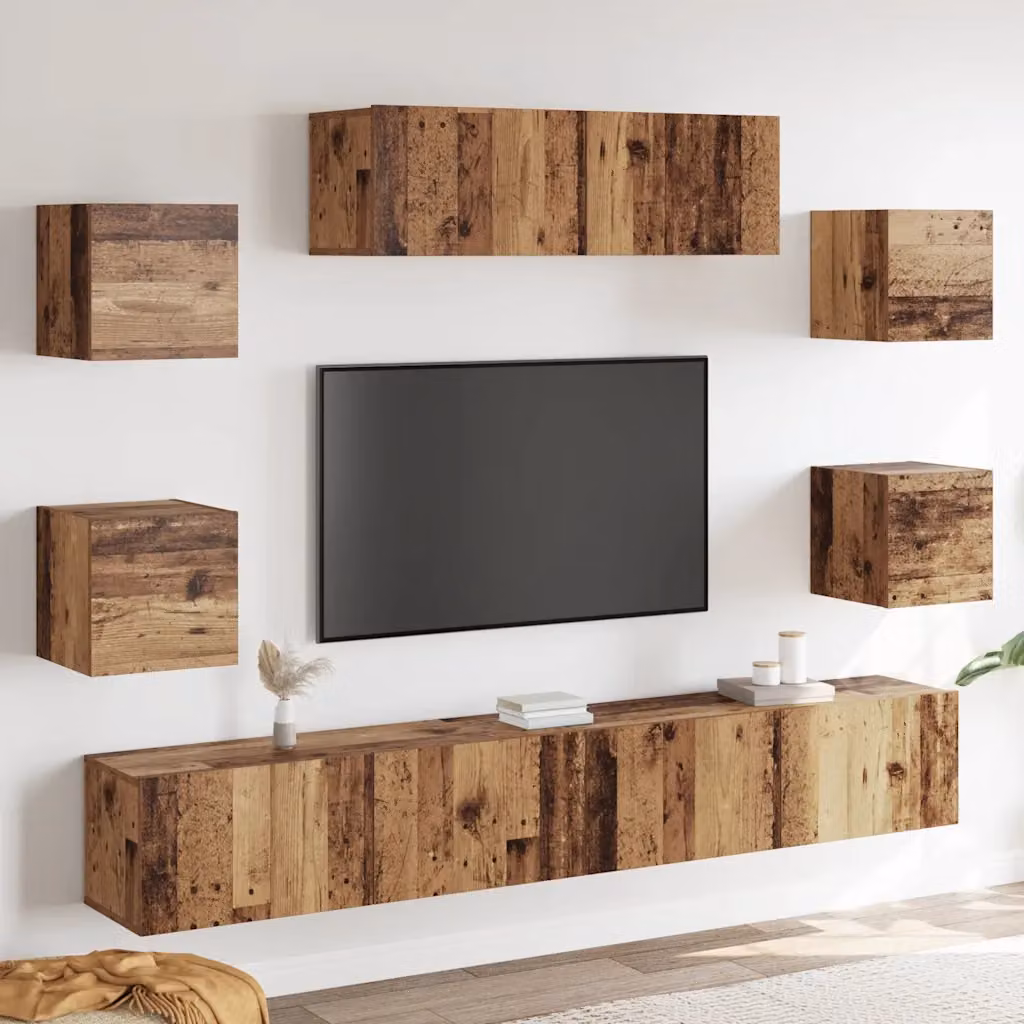 Set Mobile TV vidaXL in 7 pezzi in legno antico marrone per soggiorno