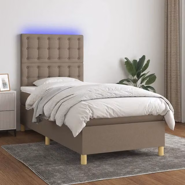 Letto a molle con materasso vidaXL con illuminazione LED e porta USB in tessuto, L/P: 90 x 190 cm – 1