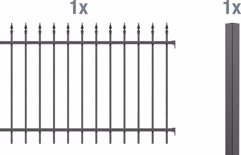 Alberts 510367 Set di prolunghe per recinzione Chaussee, per la posa nel calcestruzzo, antracite, altezza 100 cm, lunghezza 2 m