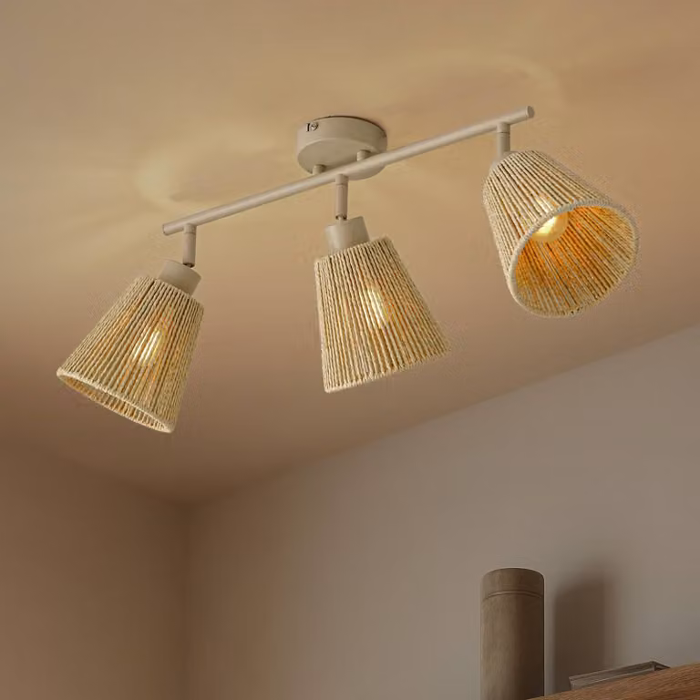 Plafoniera soffitto Anuva Lindby, dimmerabile, Crema / Ambra, Soggiorno / Sala da pranzo, Carta / Lunolit / Lunopal, Scandinavo, Plafoniera