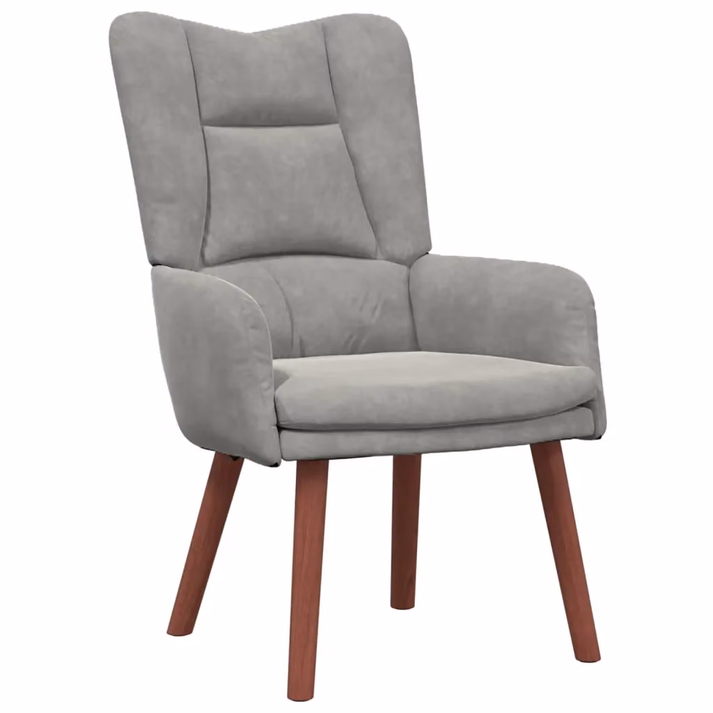 Poltrona-Divano Moderna in Velluto Grigio con Braccioli e Struttura in Legno L/P/H: 63 x 67 x 94 cm – 2