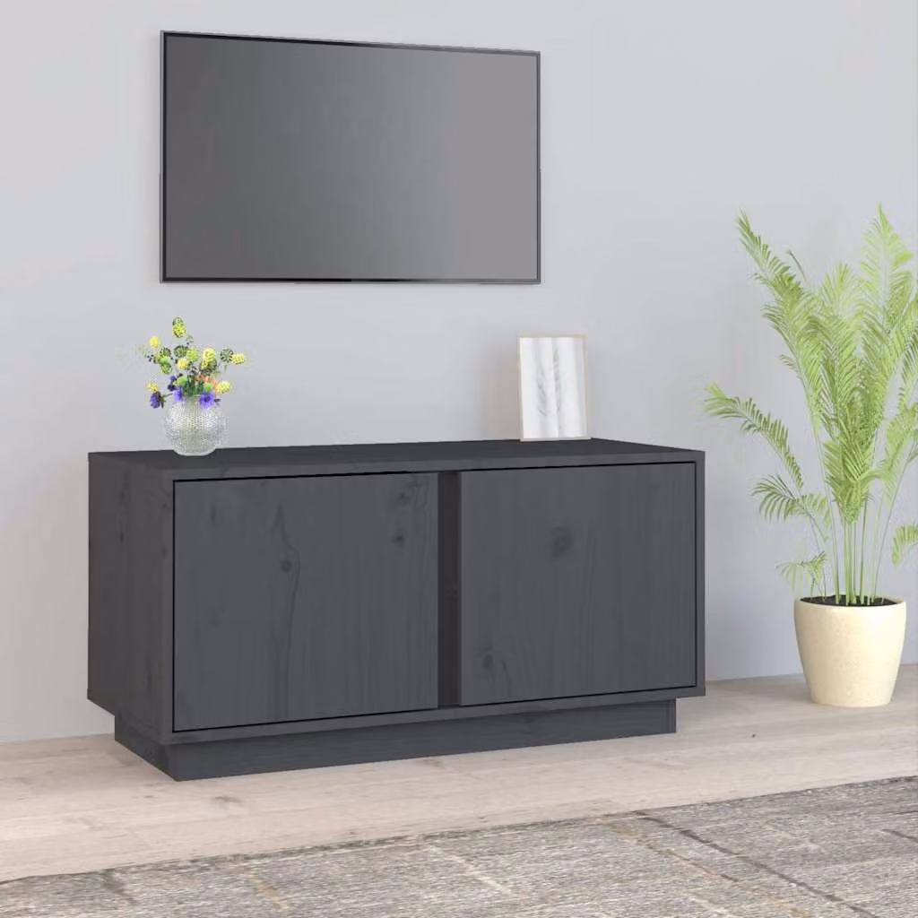 vidaXL Mobile Porta TV Minimalista in Legno di Pino Grigio L: 80 cm, P: 35 cm, H: 40,5 cm