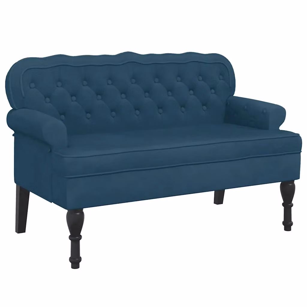 Panca con schienale vidaXL in velluto blu con struttura in legno L: 119,5 cm, P: 64,5 cm, H: 75 cm – 2