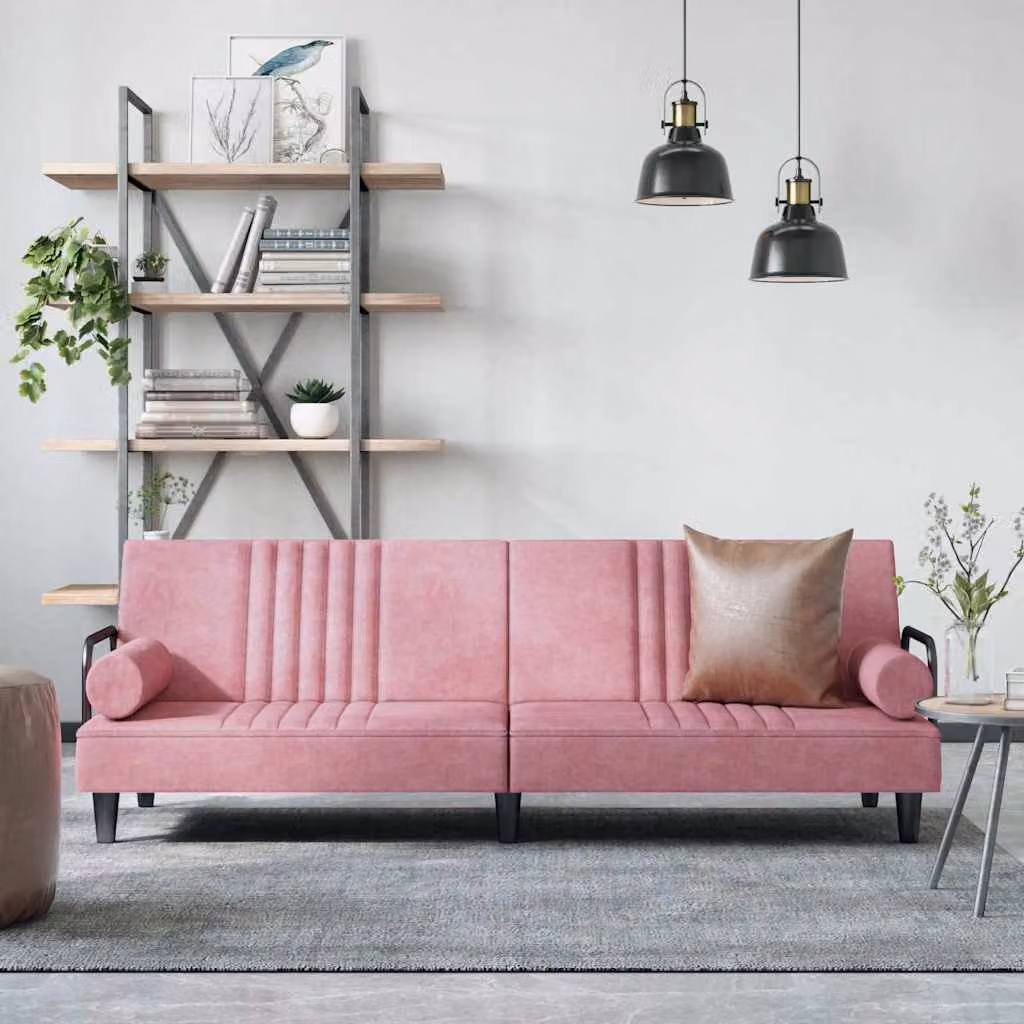 vidaXL Divano Letto Moderno con Braccioli in Velluto Rosa