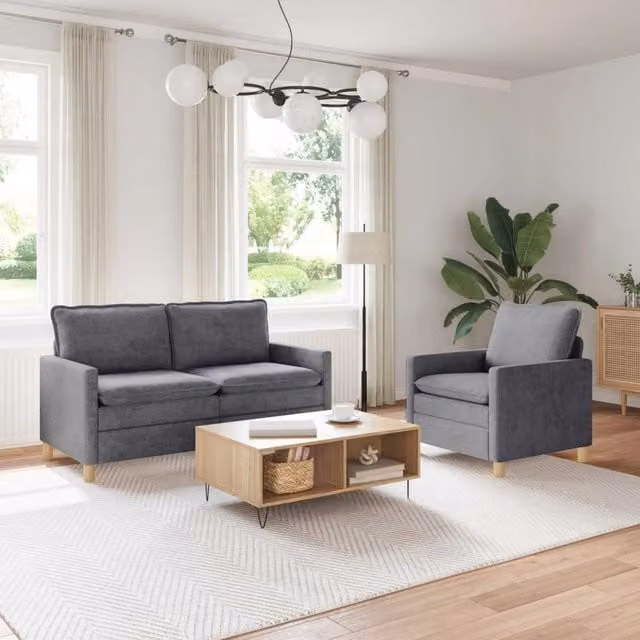 Set di divani 2 pz Grigio Chiaro Poliestere 3417090