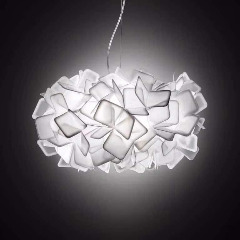 Slamp Lampada a sospensione CLIZIA, dimmerabile, Bianco / Opale, Soggiorno / Sala da pranzo, Plastica, Design, Lampada a sospensione