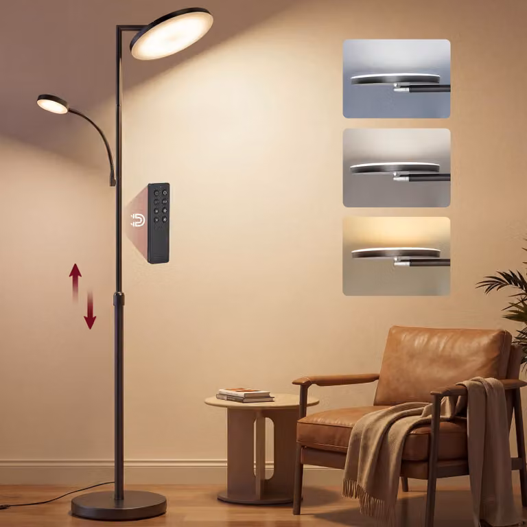 Lampada da terra VASAGLE, 42W, plafoniera LED dimmerabile, testa girevole