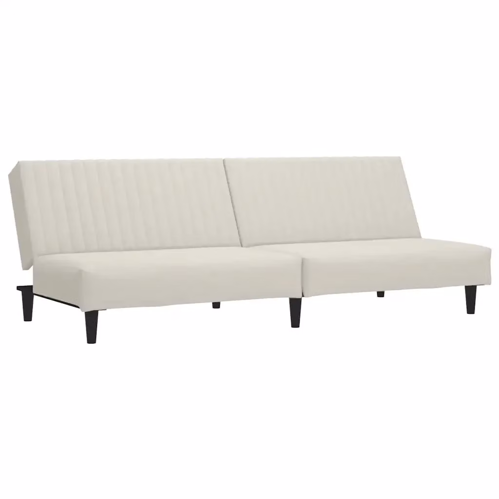 Divano Letto Click-Clack vidaXL in Velluto Beige con Struttura in Legno Solido e Poggiatesta Regolabile, L/P/H: 200 x 90 x 69 cm – 2
