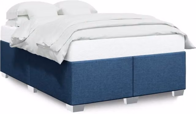 Letto matrimoniale moderno in tessuto blu con struttura in legno di pino, L/P/H: 140 x 200 cm – 1