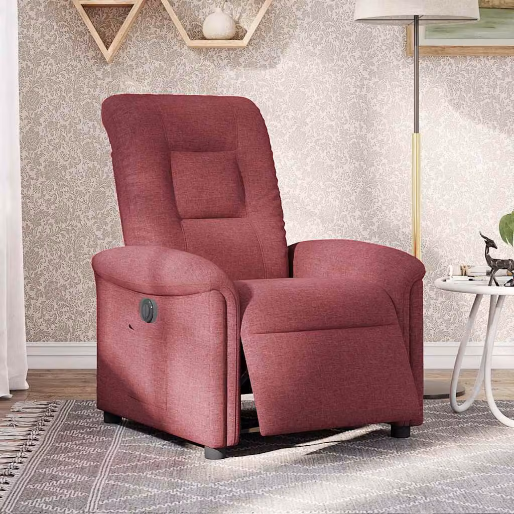 vidaXL Poltrona Elettrica Reclinabile Rosso Vino in Tessuto
