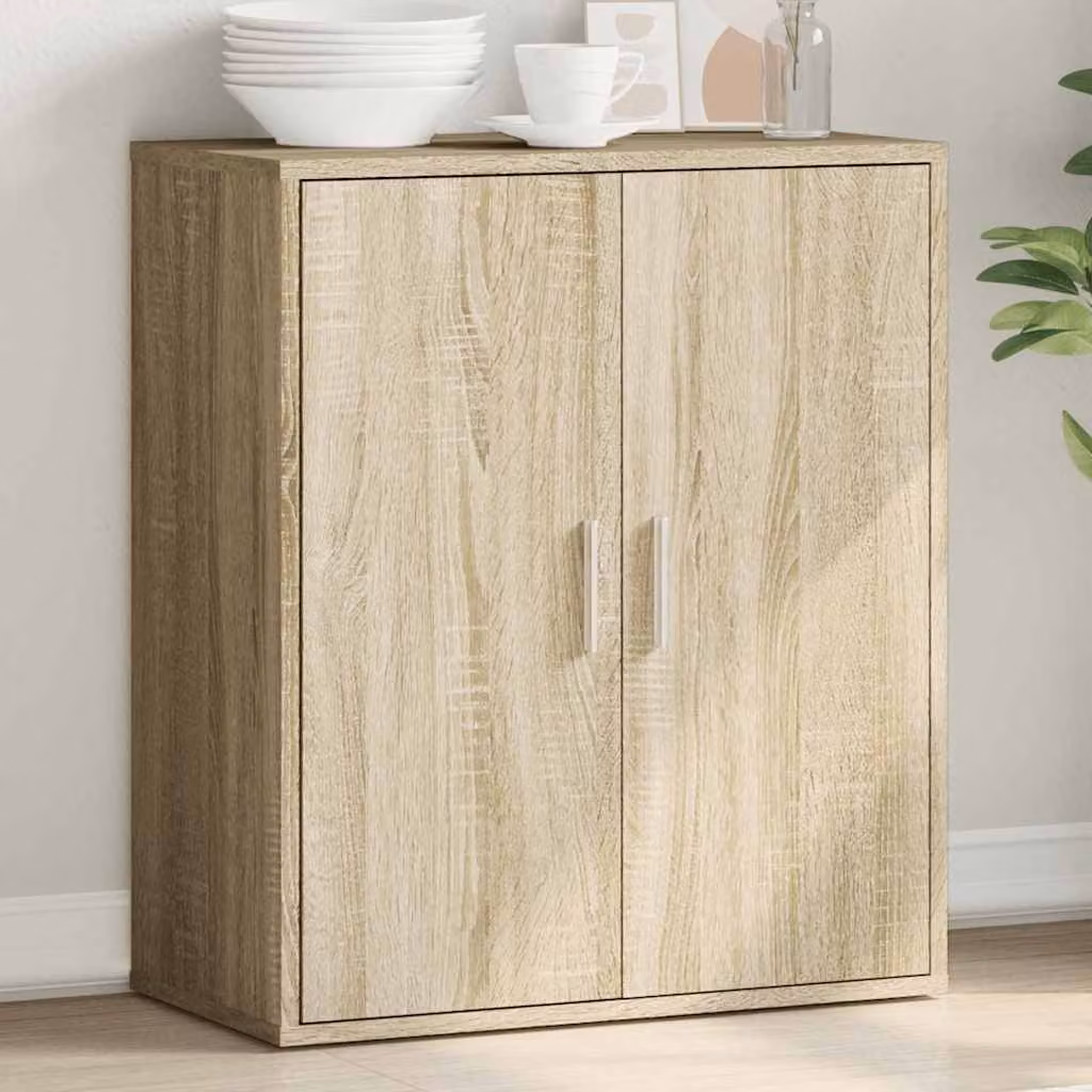 Credenza moderna vidaXL in legno multistrato color rovere sonoma marrone L: 79 cm, P: 38 cm, H: 80 cm
