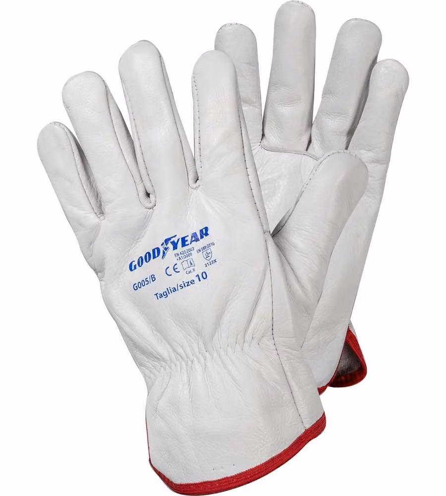 Guanti in pelle pieno fiore di groppone mod.G005/B taglia 10 bianco Lavoro