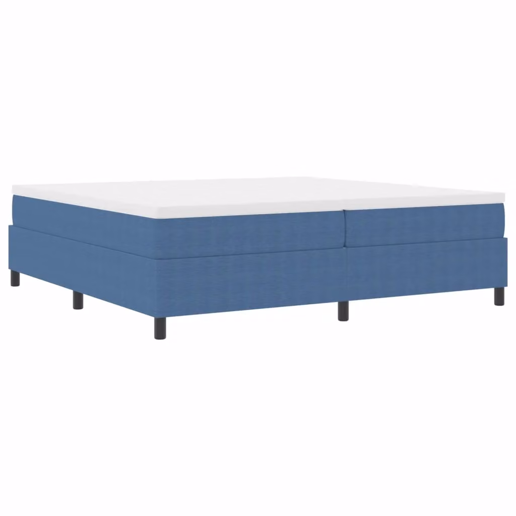 Struttura letto piattaforma moderna vidaXL in tessuto cord e legno, Blu, L: 200 cm, P: 203 cm, H: 203 cm – 2
